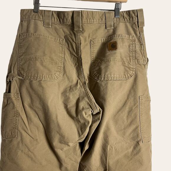 Carhartt Tan Dungaree Loose Fit Canvas Utility Work Pants Size 36x32 - Picture 8 of 11